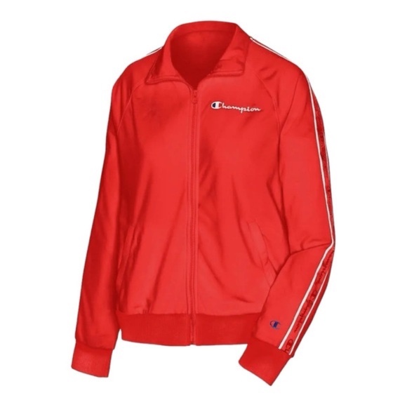 Champion Track Jacket Womens Red Zip Up Athletic Full Zip 1X - Picture 3 of 5
